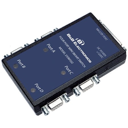 RS-232 Four-port Miniature Smart Switch / Port Combiner