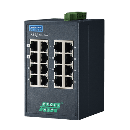 16FE Managed Ethernet Switch support PROFINET, -40~75℃