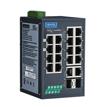 16FE+2G Combo Managed Ethernet Switch support PROFINET, -40~75℃
