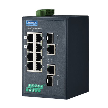 8FE+2G Combo Managed Ethernet Switch support PROFINET, -40~75℃