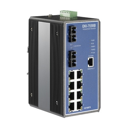 8FE+2FE SC Single-mode Managed Ethernet Switch, -40~75℃