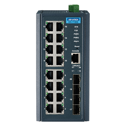 16GE+4G SFP Managed Ethernet Switch, -40~75℃