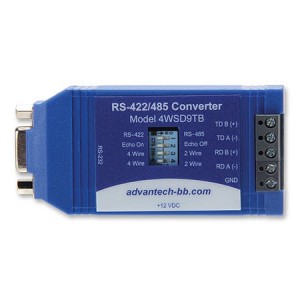 Serial Converter, RS-232 DB9 F to RS-422/485 TB, Port Power Ability