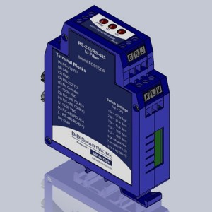 Serial Converter, RS-232/422/485 TB to MM Fiber ST, Ind. DIN