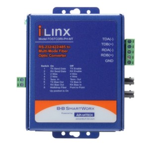 Serial Converter, RS-232/422/485 TB to MM Fiber ST, Ind. Panel, C1D2