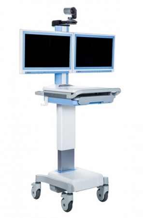 Telehealth cart: Highly integrated computer and power cart solution for telehealth applications