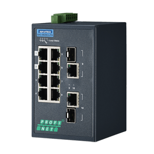 8FE+2G Combo Managed Ethernet Switch support PROFINET, -40~75℃