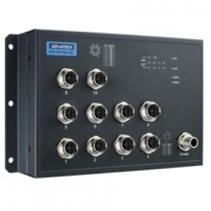 EN50155 10-port Unmanaged M12 Ethernet Switch 24/48 VDC